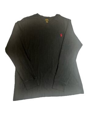 Polo Ralph Lauren Black Long Sleeve Tee Shirt Red Pony XL Custom Fit